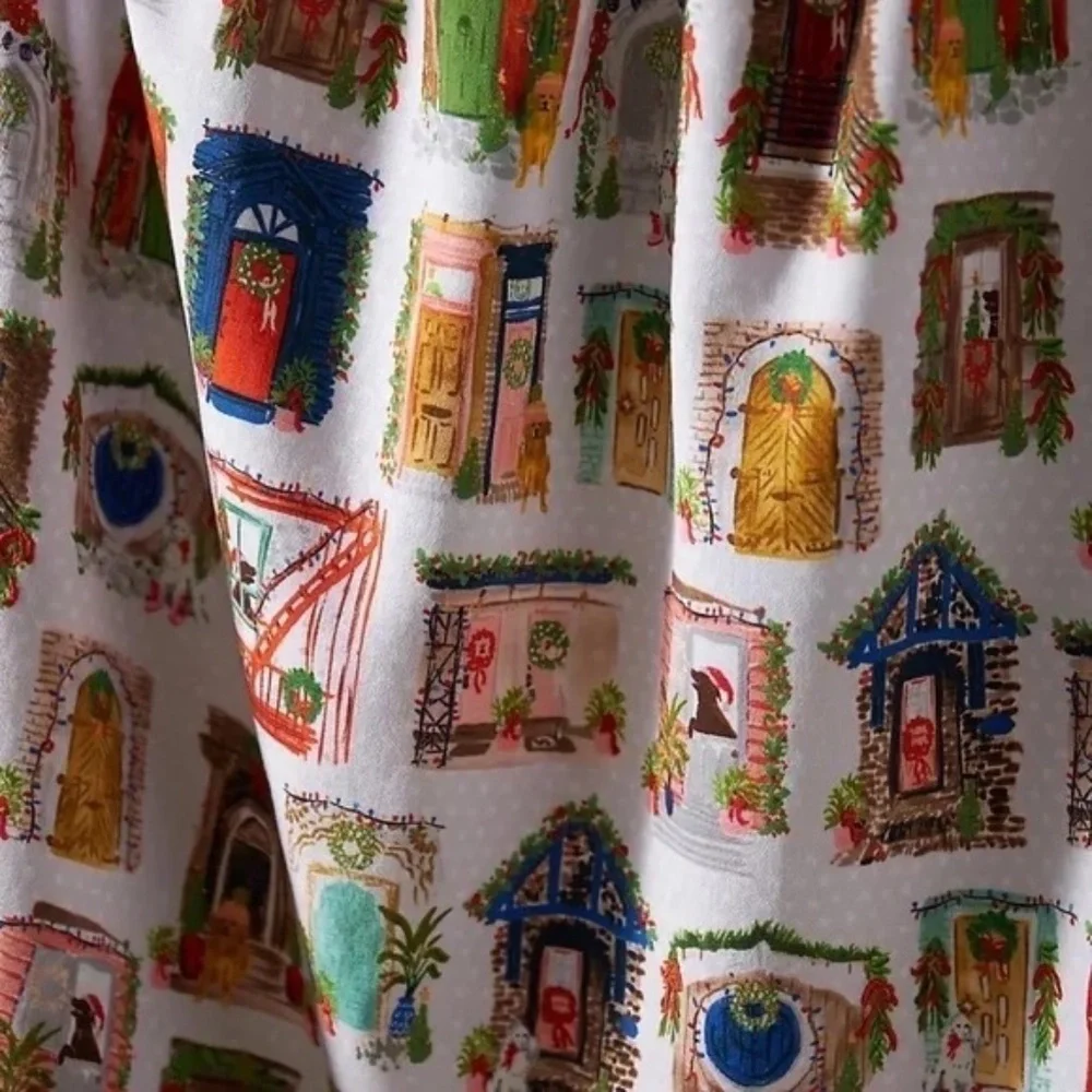 NWT Anthropologie Dogs Around the World Christmas Dish Towel